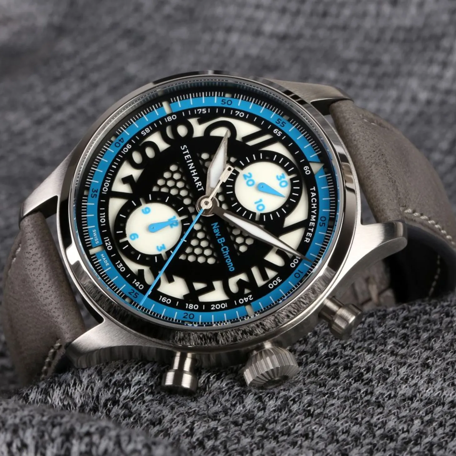Steinhart Watches Nav.B-Chrono 42 Skeleton Blue