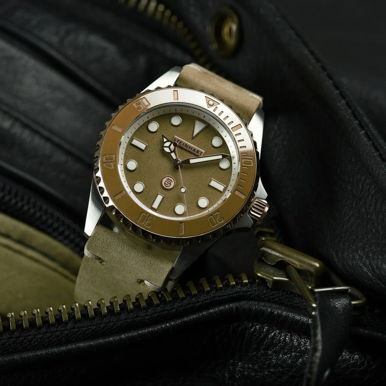 Steinhart Watches Ocean 39 Beige Ceramic Diver Watch