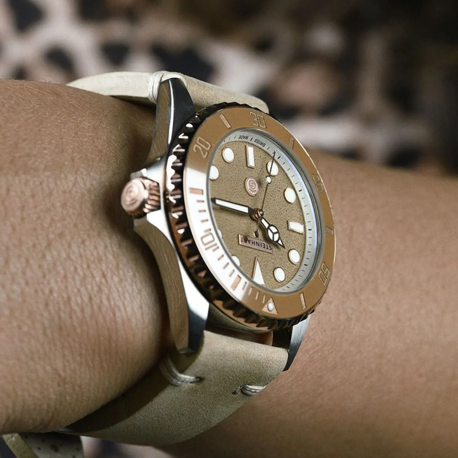 Steinhart Watches Ocean 39 Beige Ceramic Diver Watch