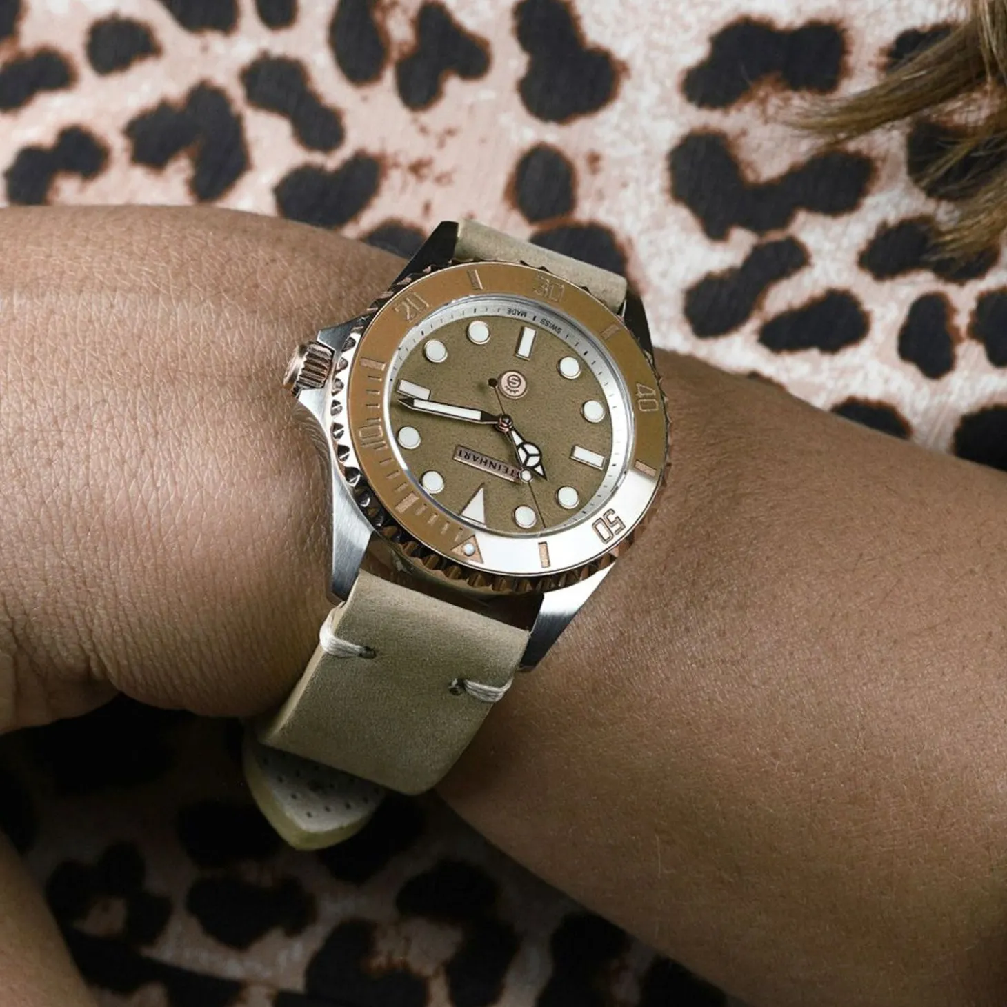 Steinhart Watches Ocean 39 Beige Ceramic Diver Watch