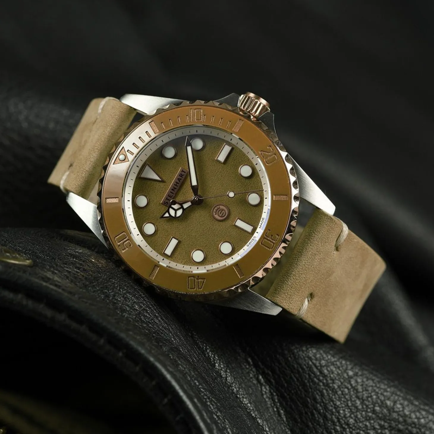 Steinhart Watches Ocean 39 Beige Ceramic Diver Watch