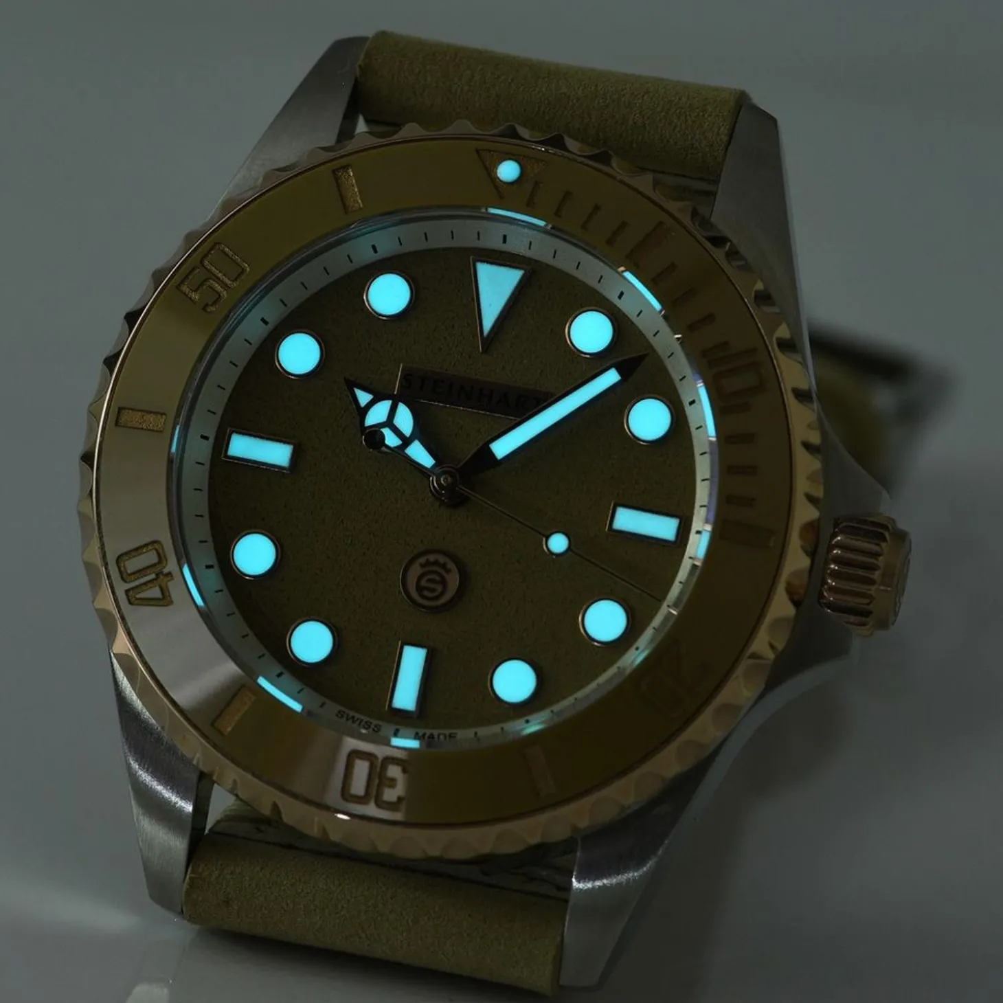 Steinhart Watches Ocean 39 Beige Ceramic Diver Watch
