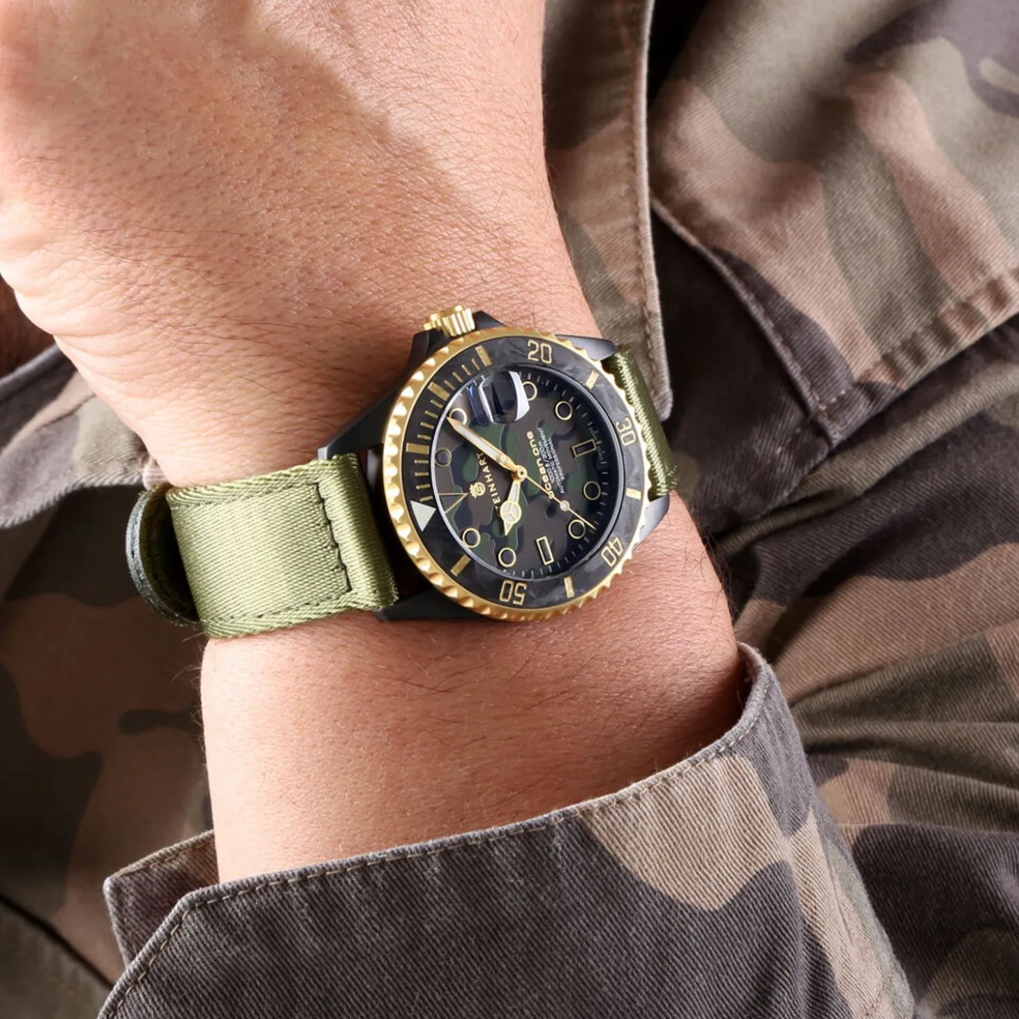 Steinhart Watches Ocean 39 Black Military Camouflage Diver Watch