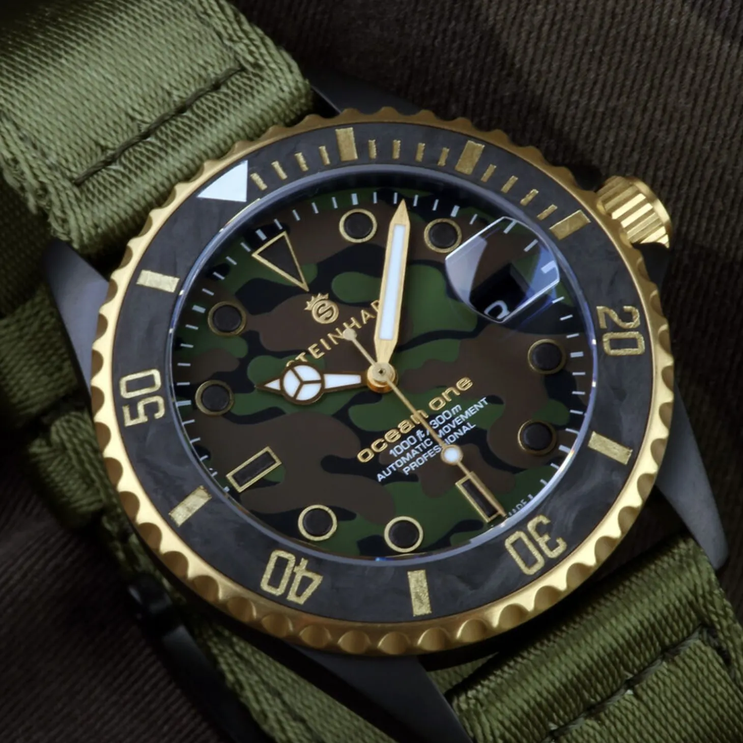 Steinhart Watches Ocean 39 Black Military Camouflage Diver Watch