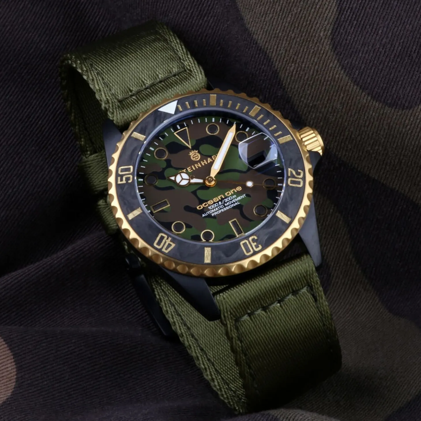 Steinhart Watches Ocean 39 Black Military Camouflage Diver Watch