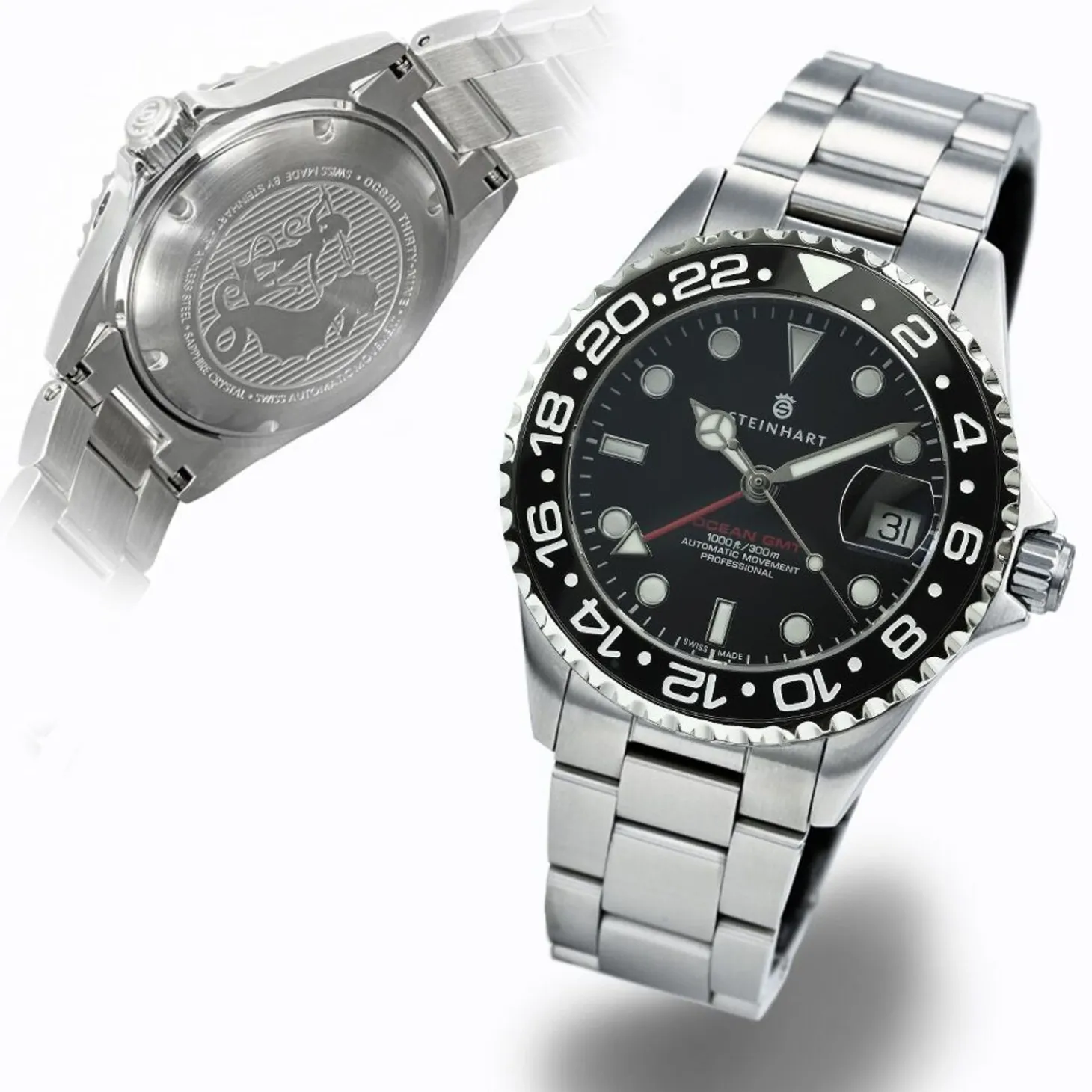 Steinhart Watches Ocean 39 Gmt Black Ceramic Diver Watch
