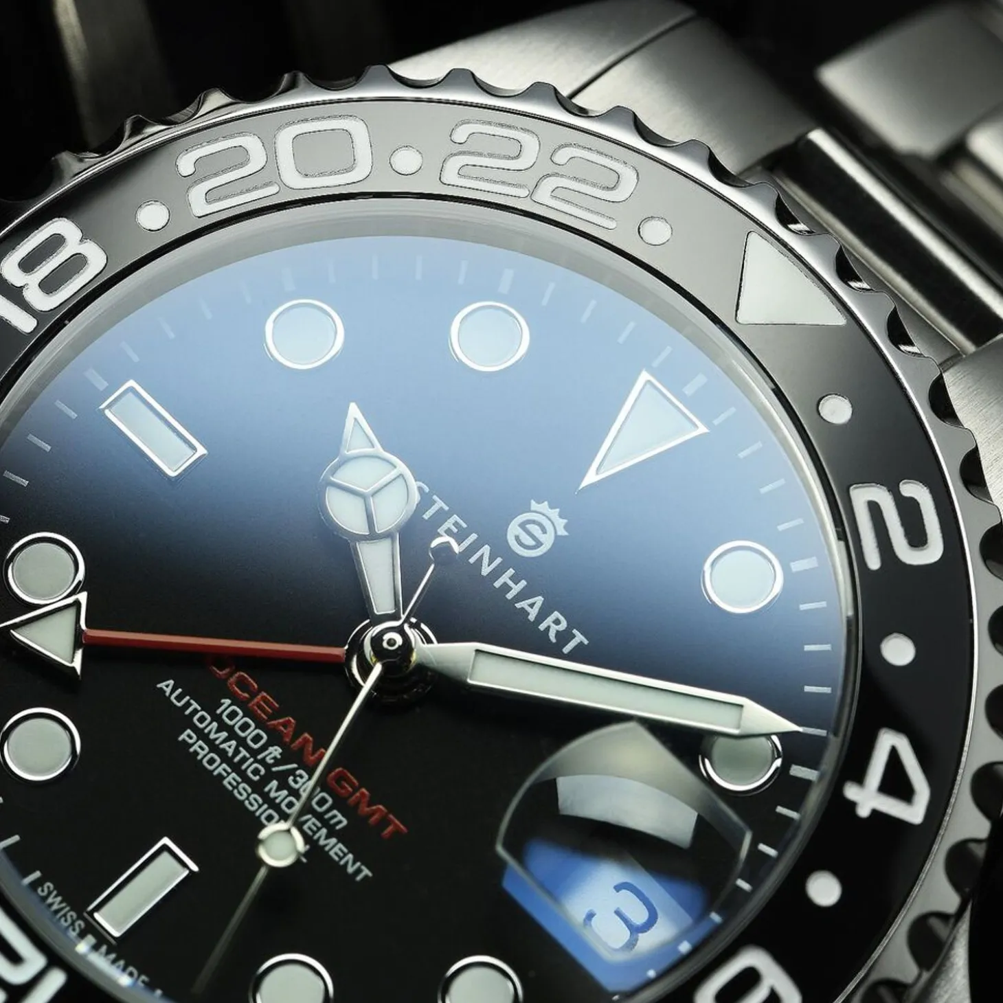 Steinhart Watches Ocean 39 Gmt Black Ceramic Diver Watch
