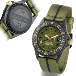 Steinhart Watches Ocean 39 Gmt Black Military Khaki Diver Watch