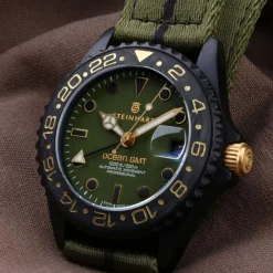 Steinhart Watches Ocean 39 Gmt Black Military Khaki Diver Watch