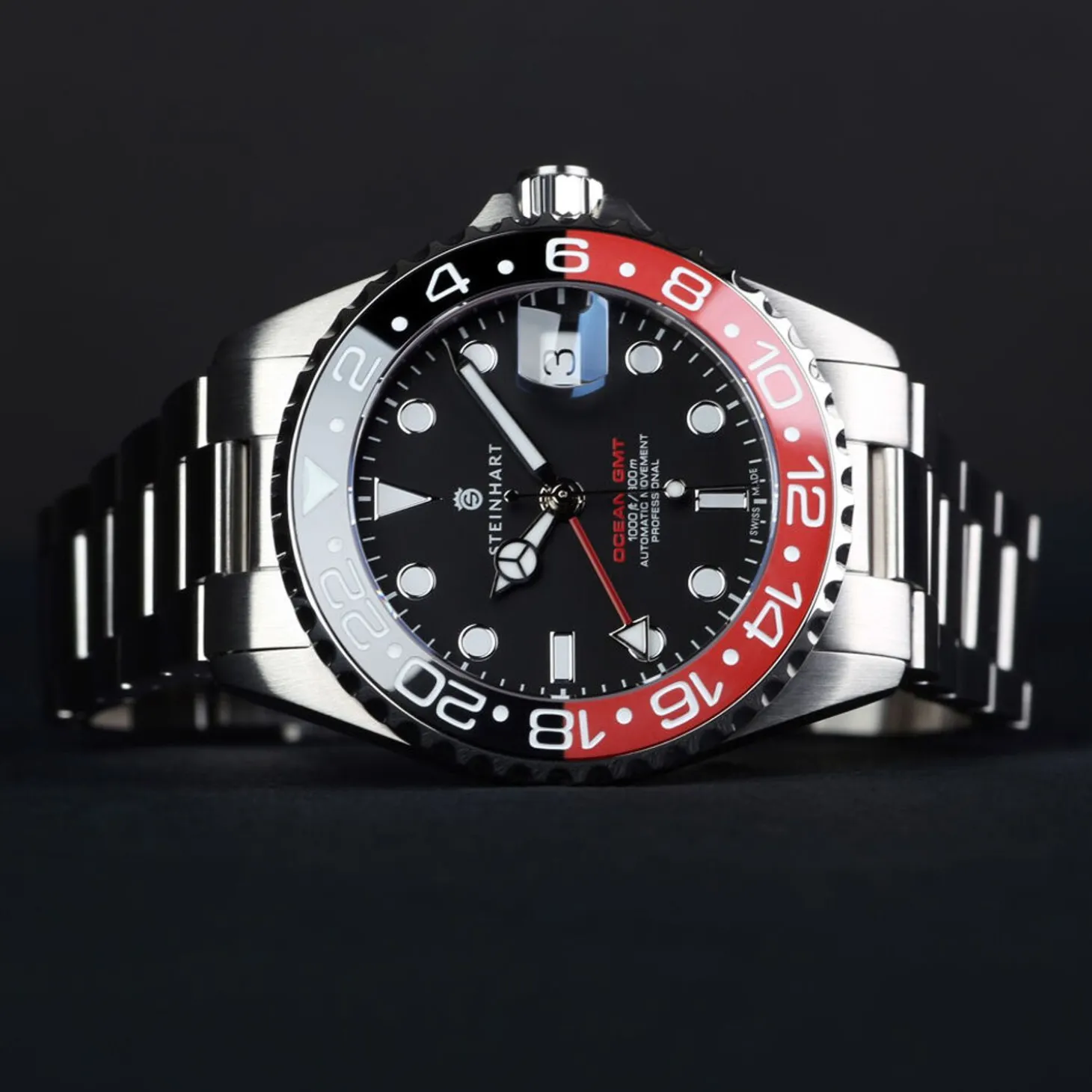 Steinhart Watches Ocean 39 Gmt Black-Red Ceramic Diver Watch