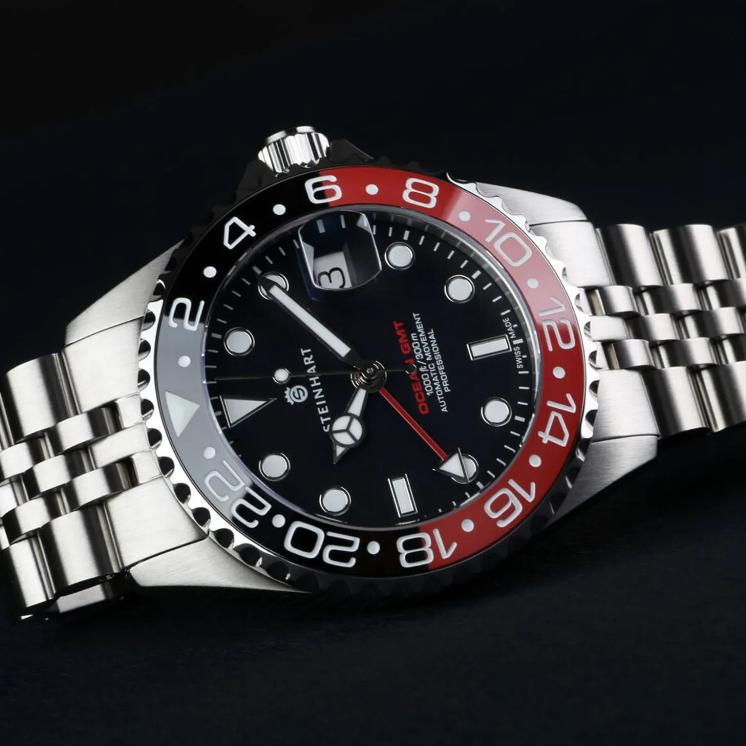 Steinhart Watches Ocean 39 Gmt.2 Black-Red Ceramic Diver Watch