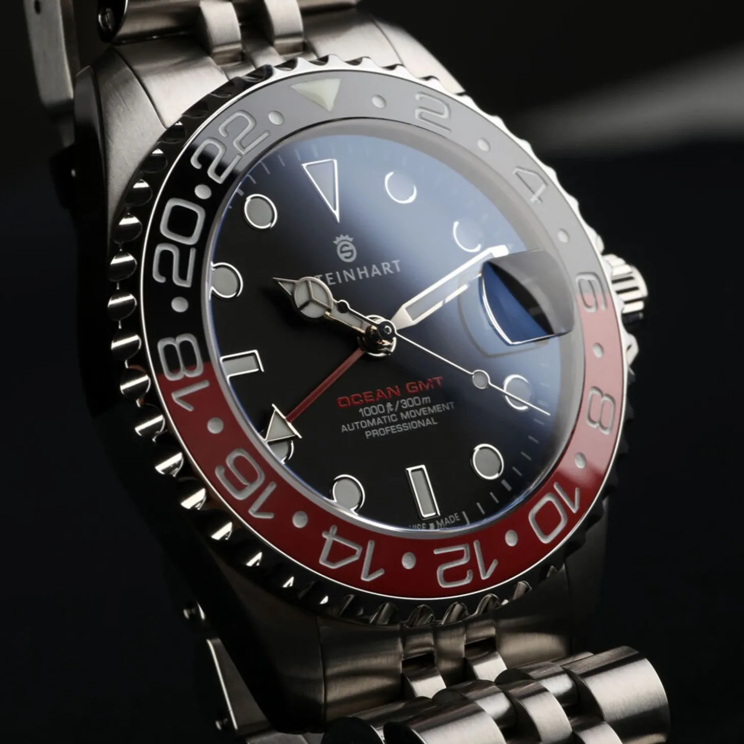 Steinhart Watches Ocean 39 Gmt.2 Black-Red Ceramic Diver Watch