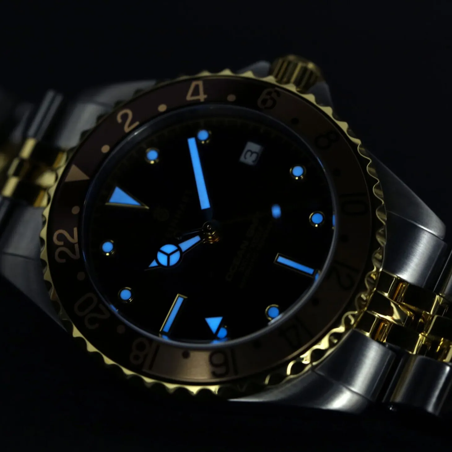 Steinhart Watches Ocean 39 Gmt.2 Two-Tone Chocolate Diver Watch