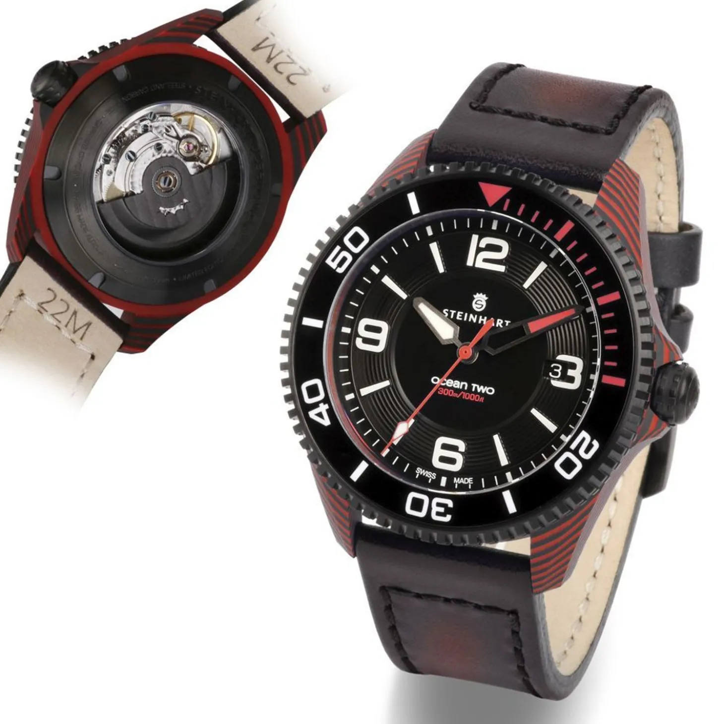 Steinhart Watches Ocean 2 Premium Carbon Red Diver Watch