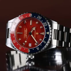 Steinhart Watches Ocean 39 Vintage Gmt Premium Red Ceramic Diver Watch