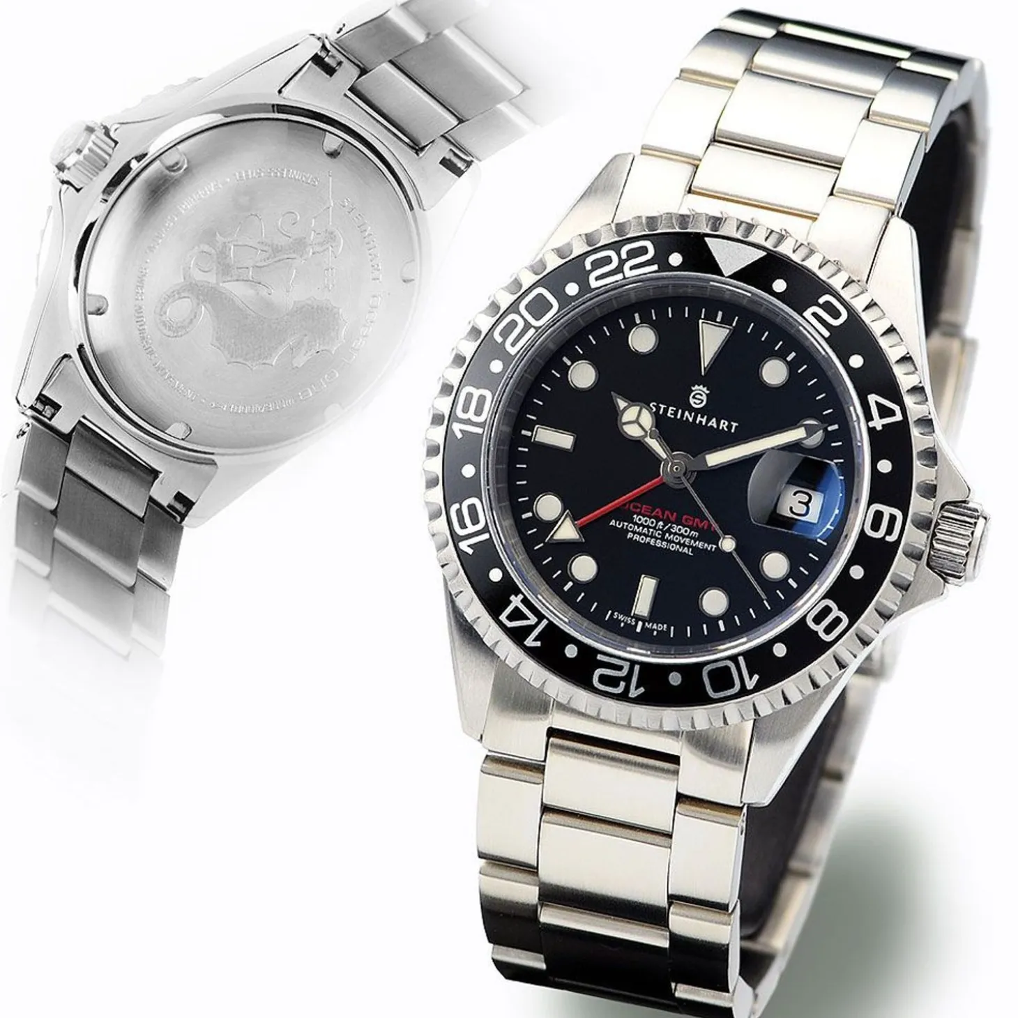 Steinhart Watches Ocean One Gmt Black Diver Watch