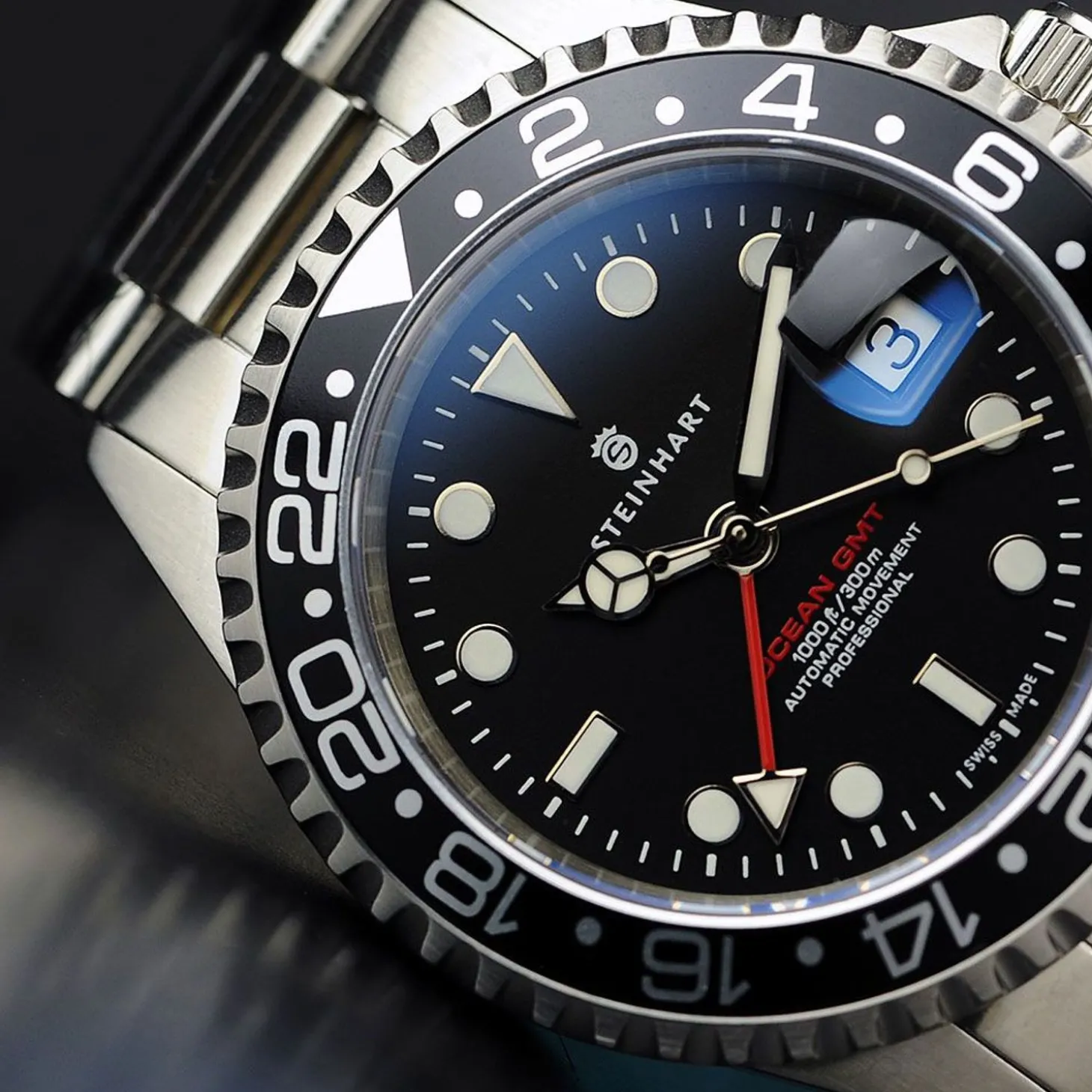 Steinhart Watches Ocean One Gmt Black Diver Watch