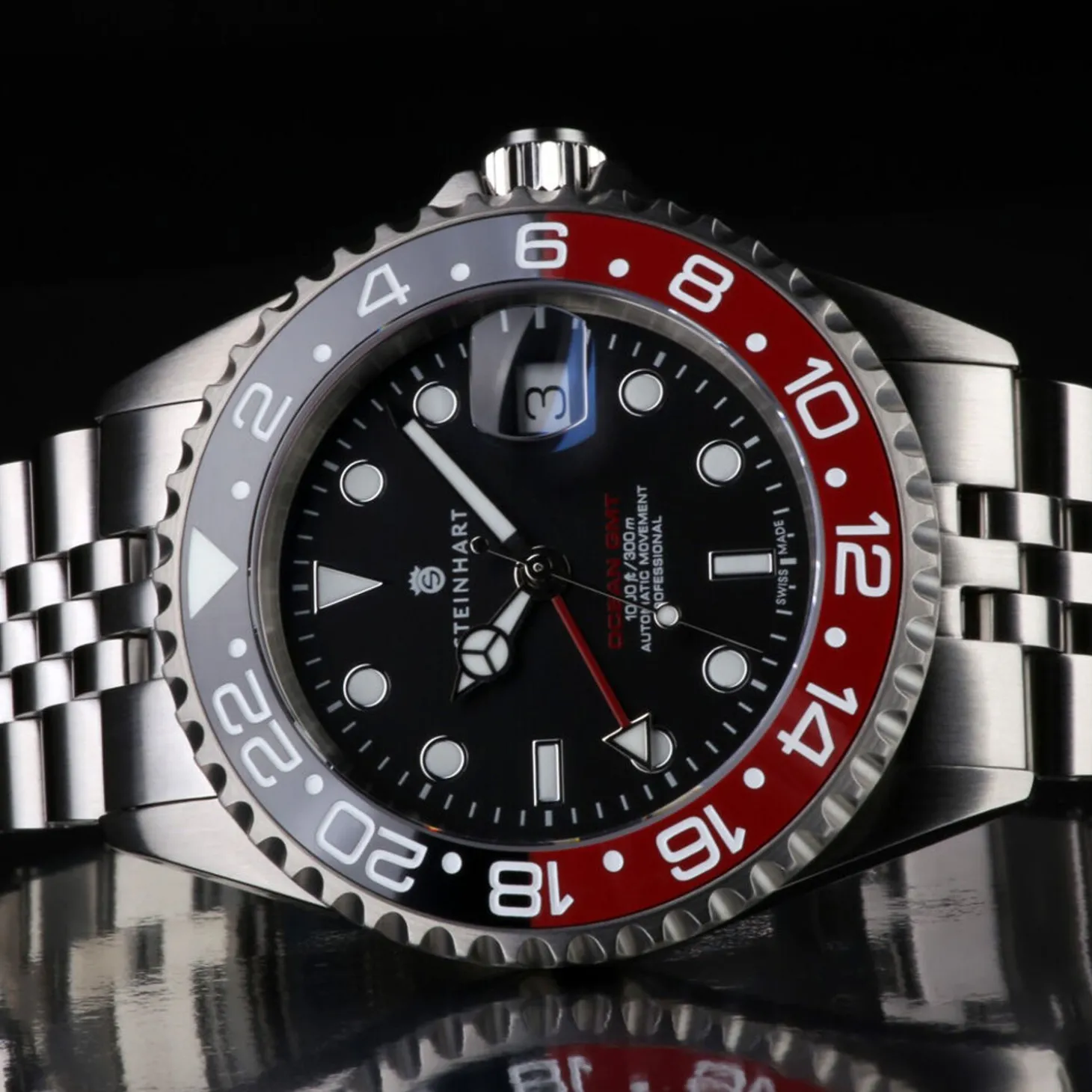Steinhart Watches Ocean One Gmt Black-Red. 2 Ceramic Diver Watch