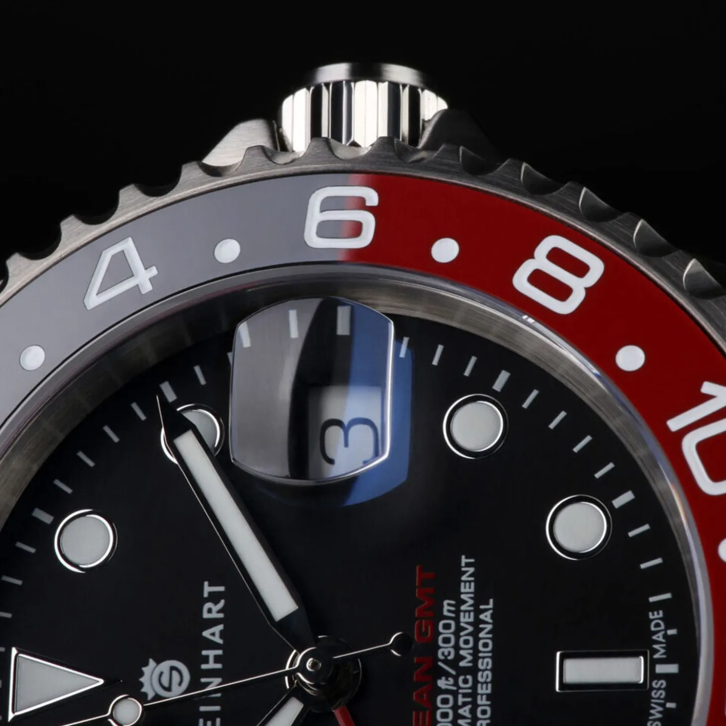 Steinhart Watches Ocean One Gmt Black-Red. 2 Ceramic Diver Watch
