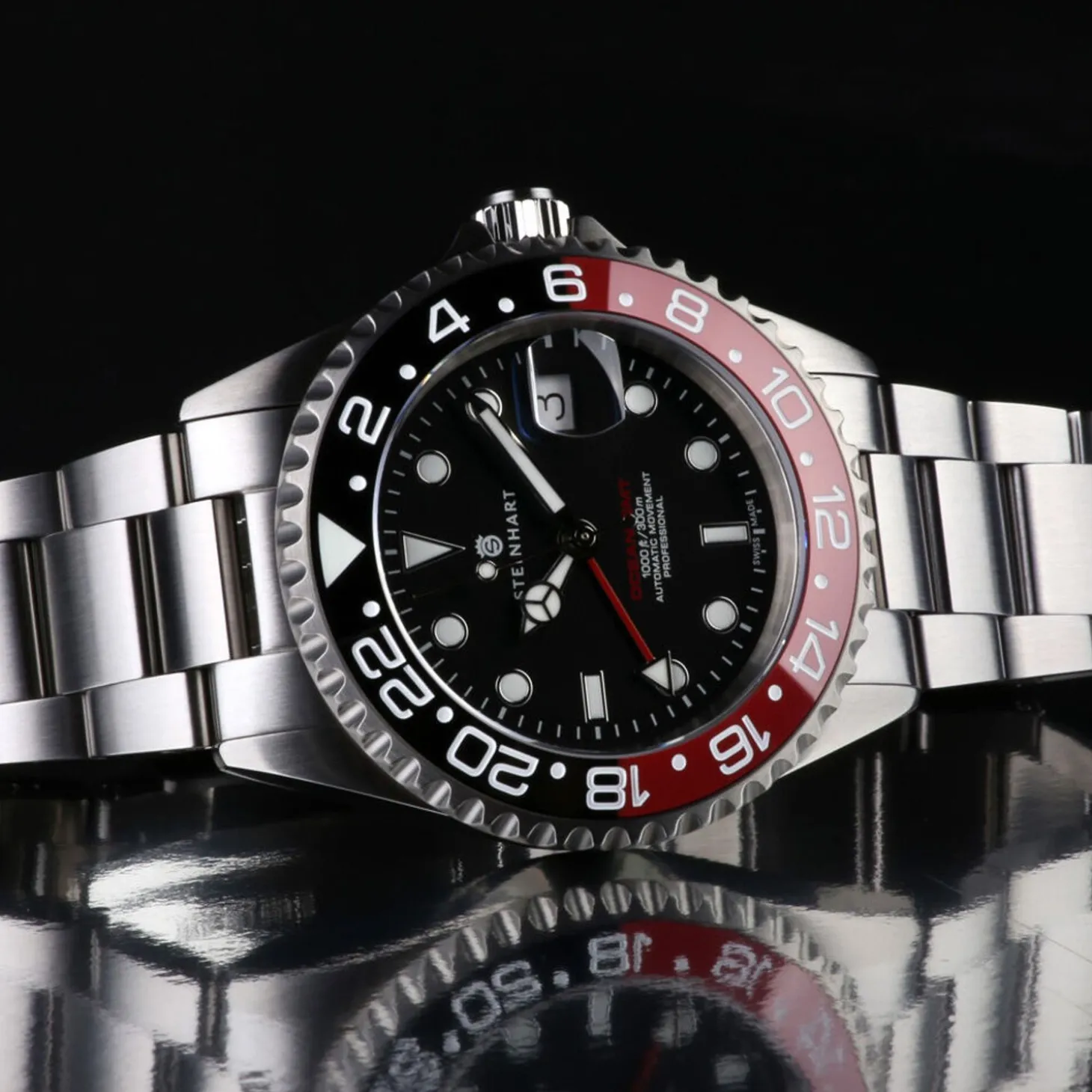Steinhart Watches Ocean One Gmt Black-Red Ceramic Diver Watch