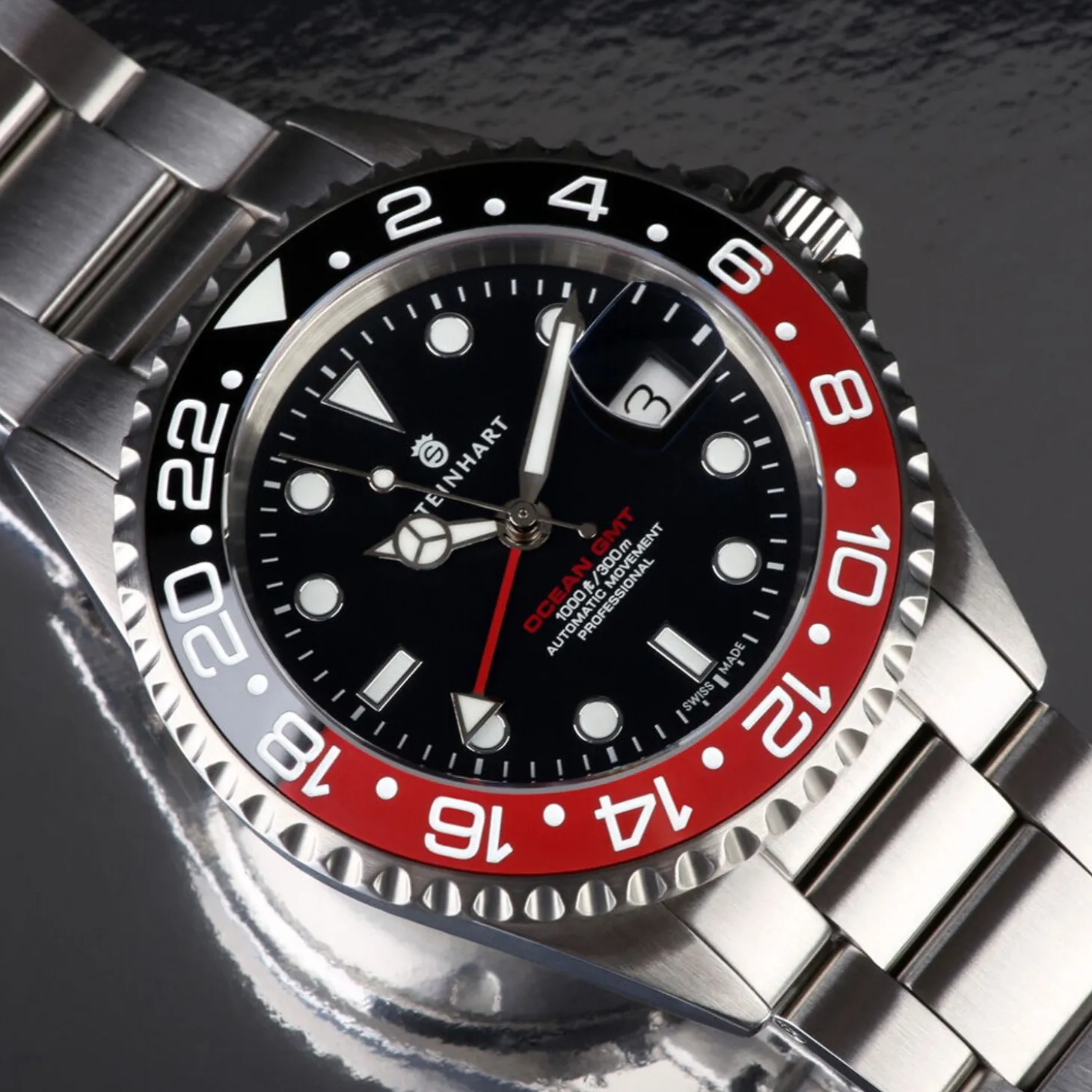 Steinhart Watches Ocean One Gmt Black-Red Ceramic Diver Watch