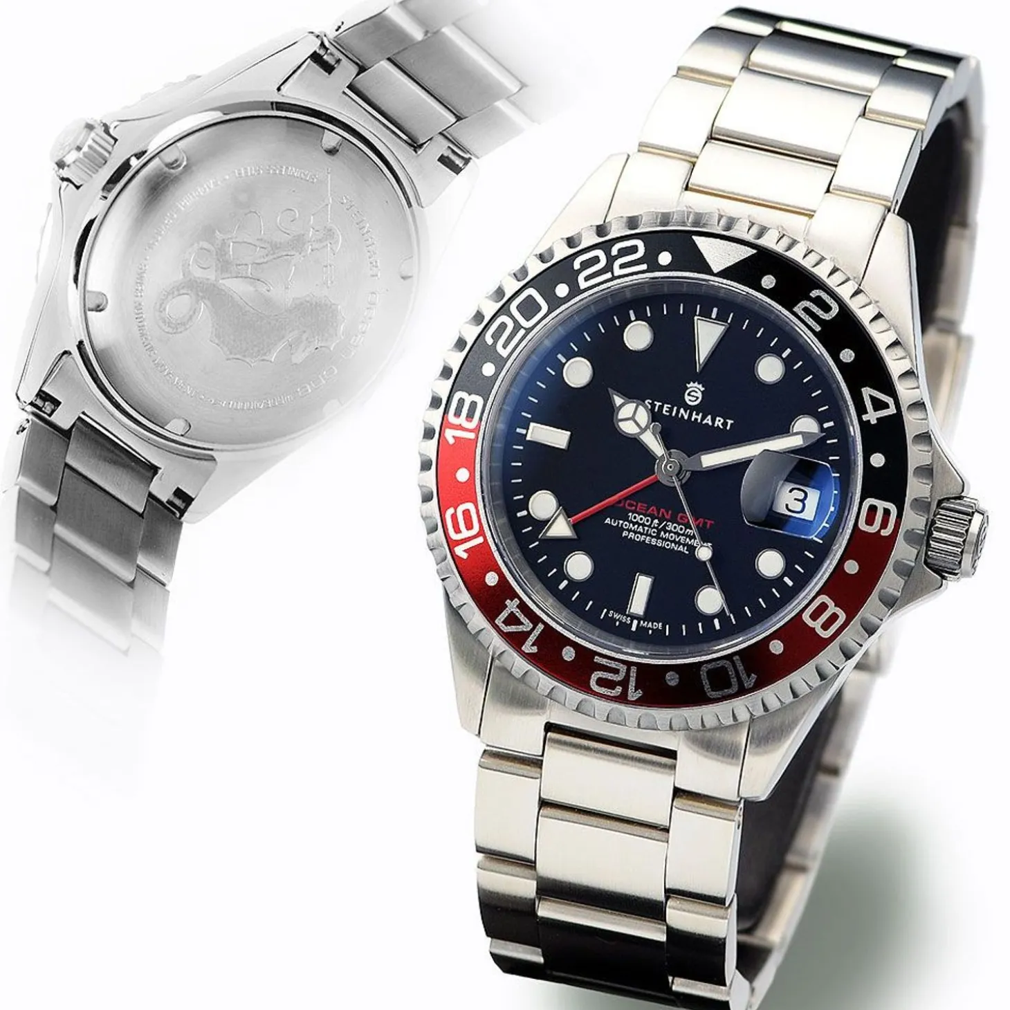 Steinhart Watches Ocean One Gmt Black-Red Diver Watch