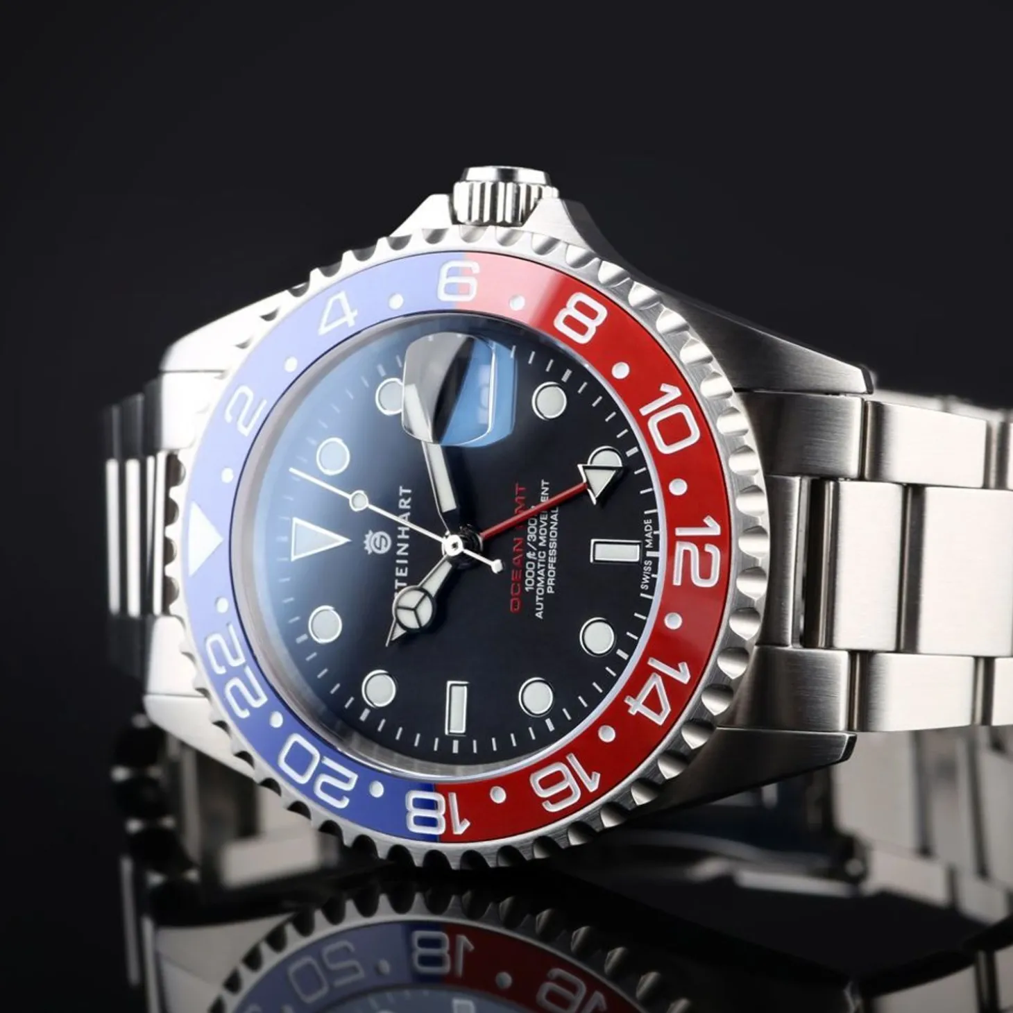 Steinhart Watches Ocean One Gmt Blue-Red Ceramic Diver Watch