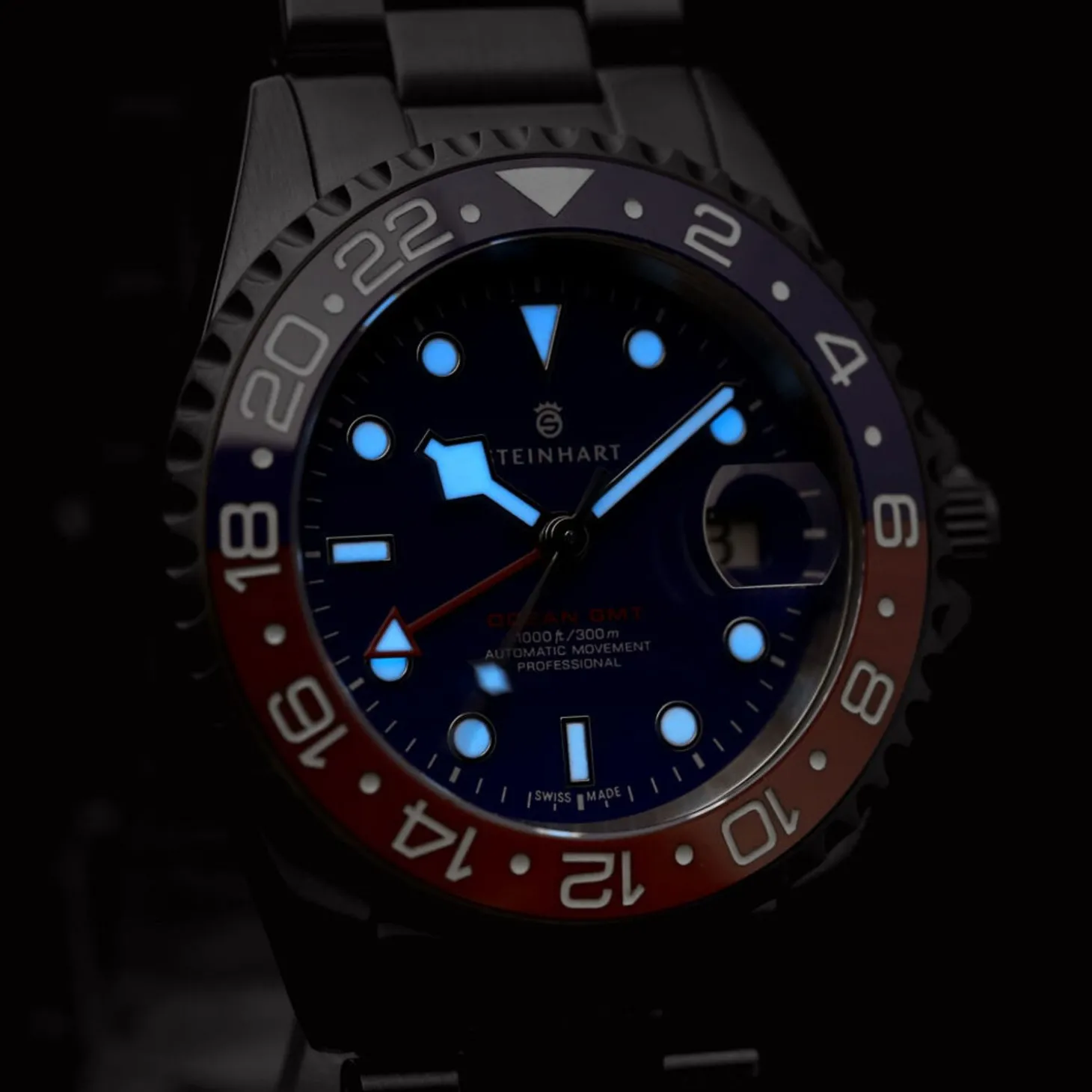 Steinhart Watches Ocean One Gmt Blue-Red Ceramic Blue Dial
