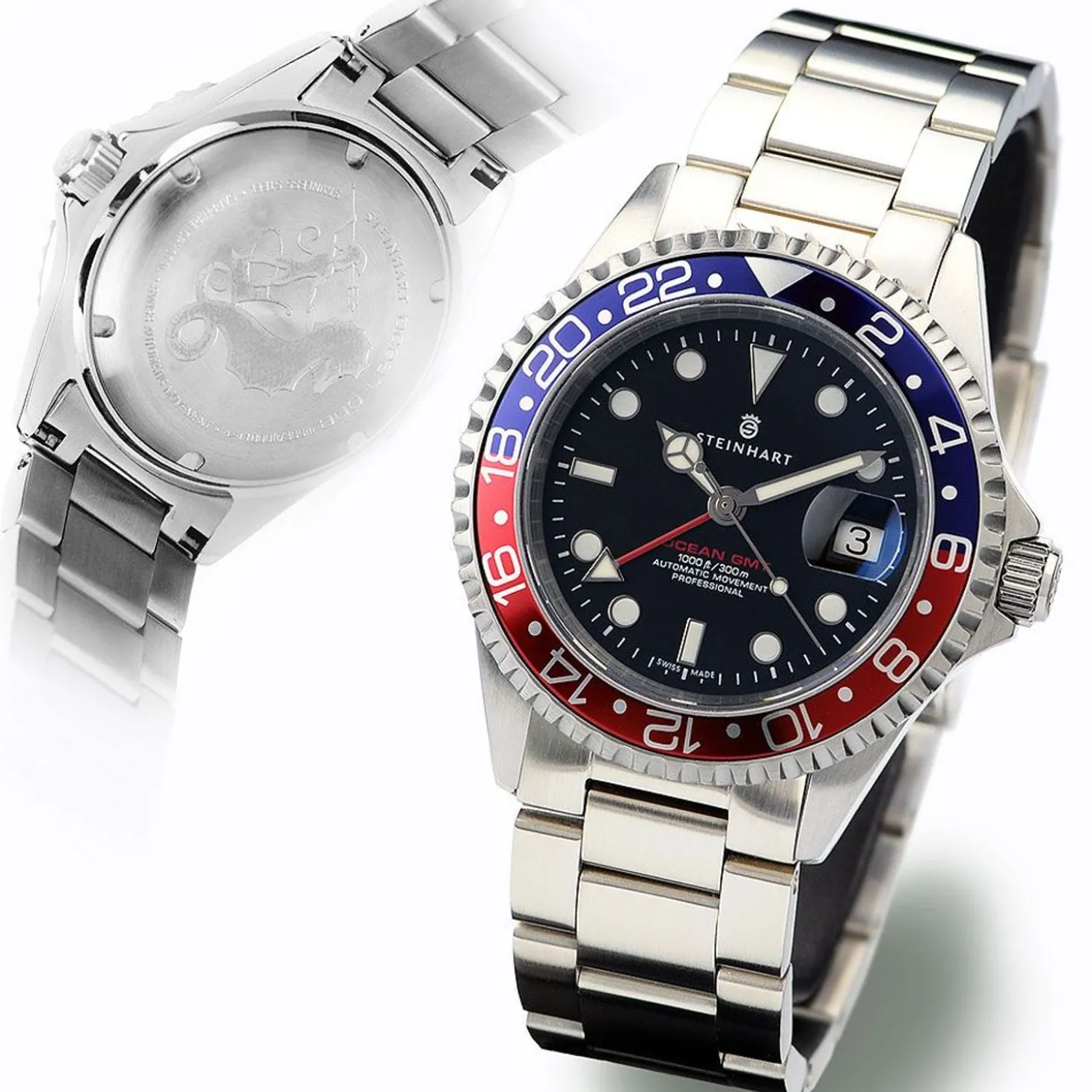 Steinhart Watches Ocean One Gmt Blue-Red Diver Watch