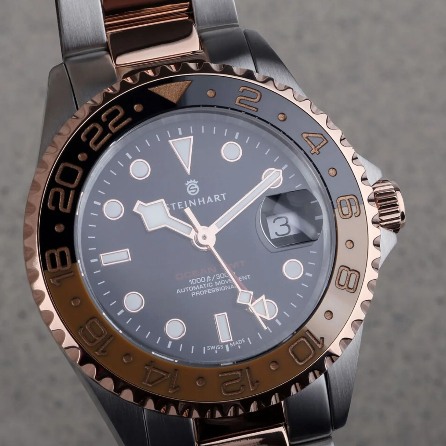 Steinhart Watches Ocean One Gmt Two-Tone Black/Khaki Diver Watch