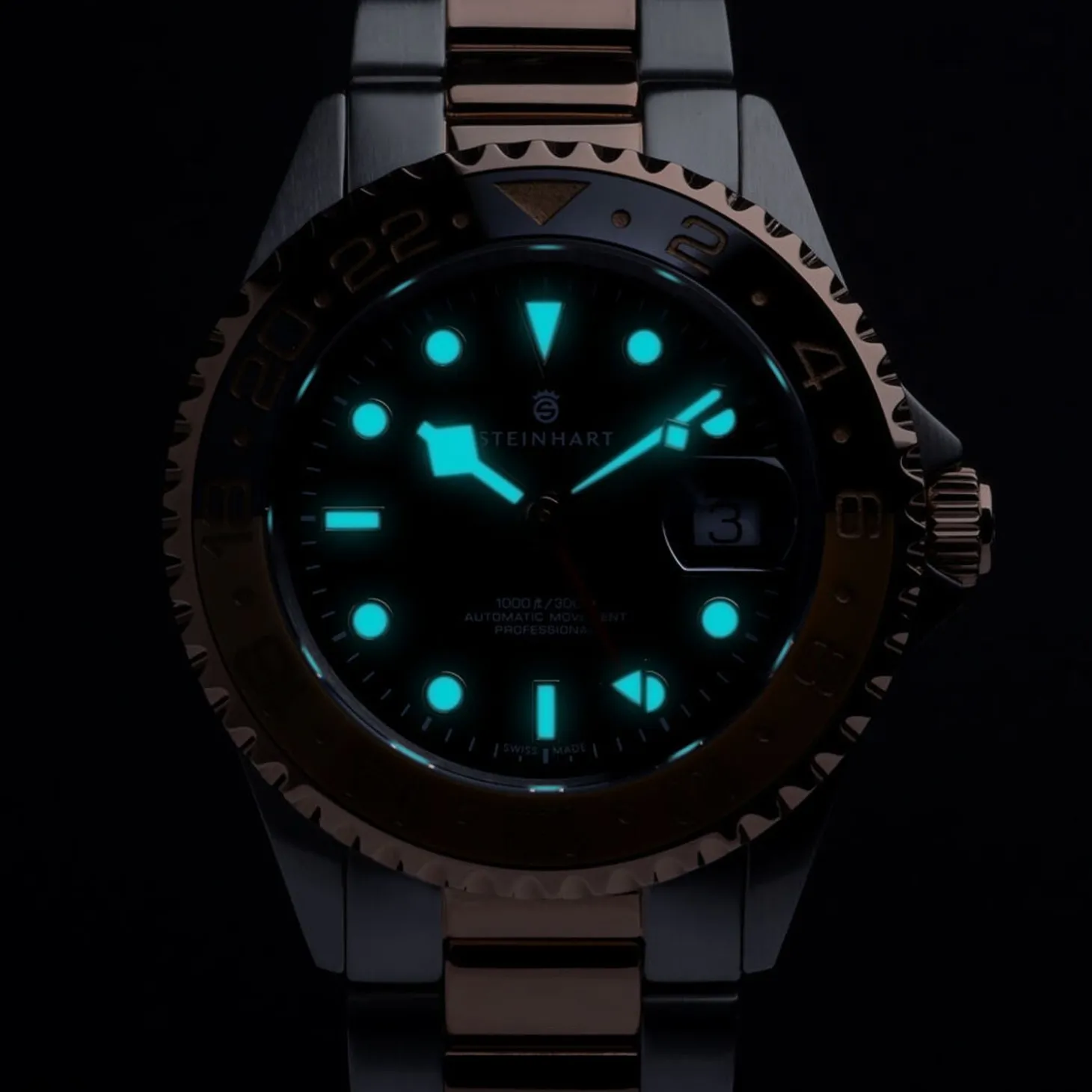 Steinhart Watches Ocean One Gmt Two-Tone Black/Khaki Diver Watch