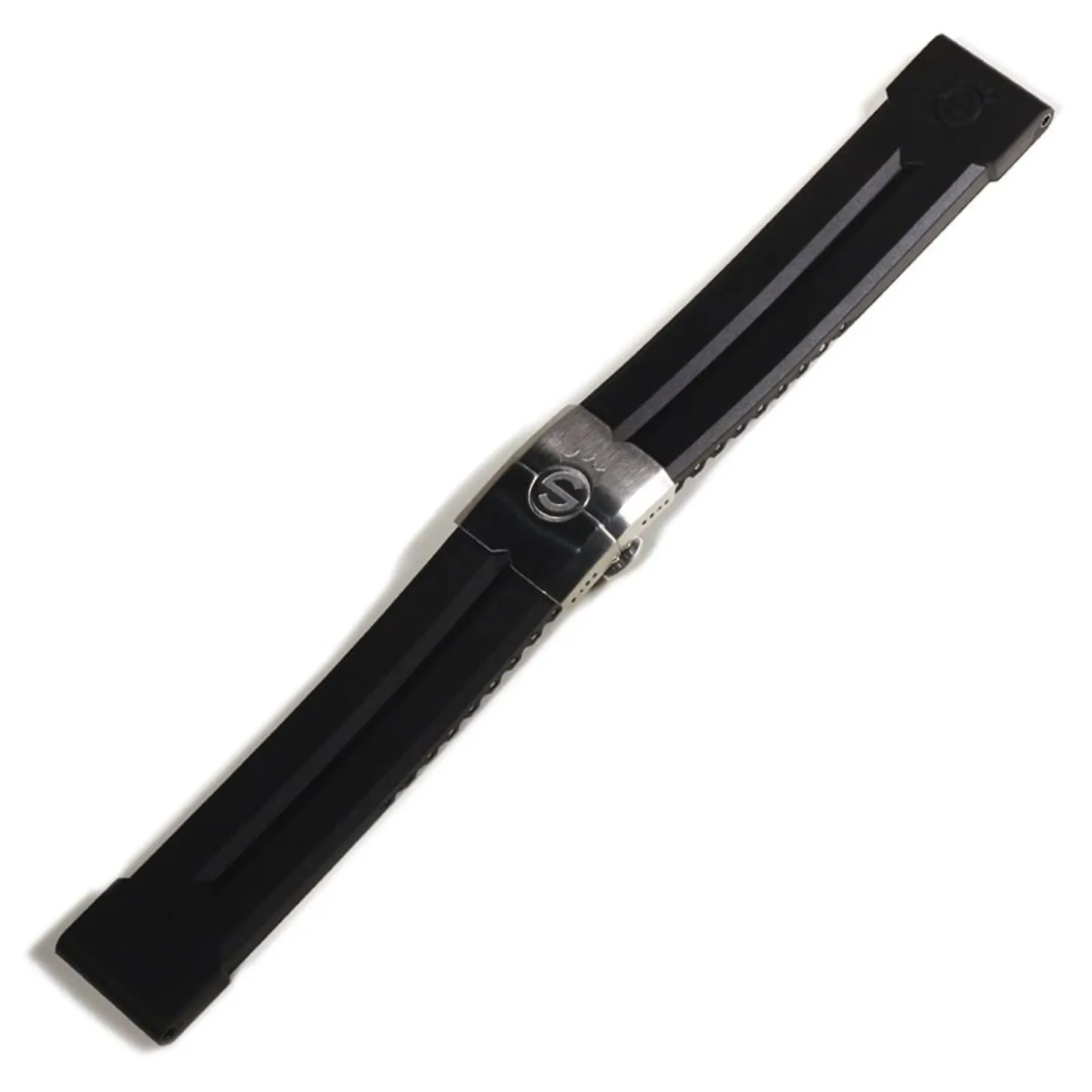 Steinhart Watches Rubber Strap 24 Mm Black With Deployment Clasp In Stainless Steel