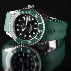 Steinhart Watches Rubber Strap Green New 22X18 Mm For Ocean 42 And Ocean 44 With Clasp Steel