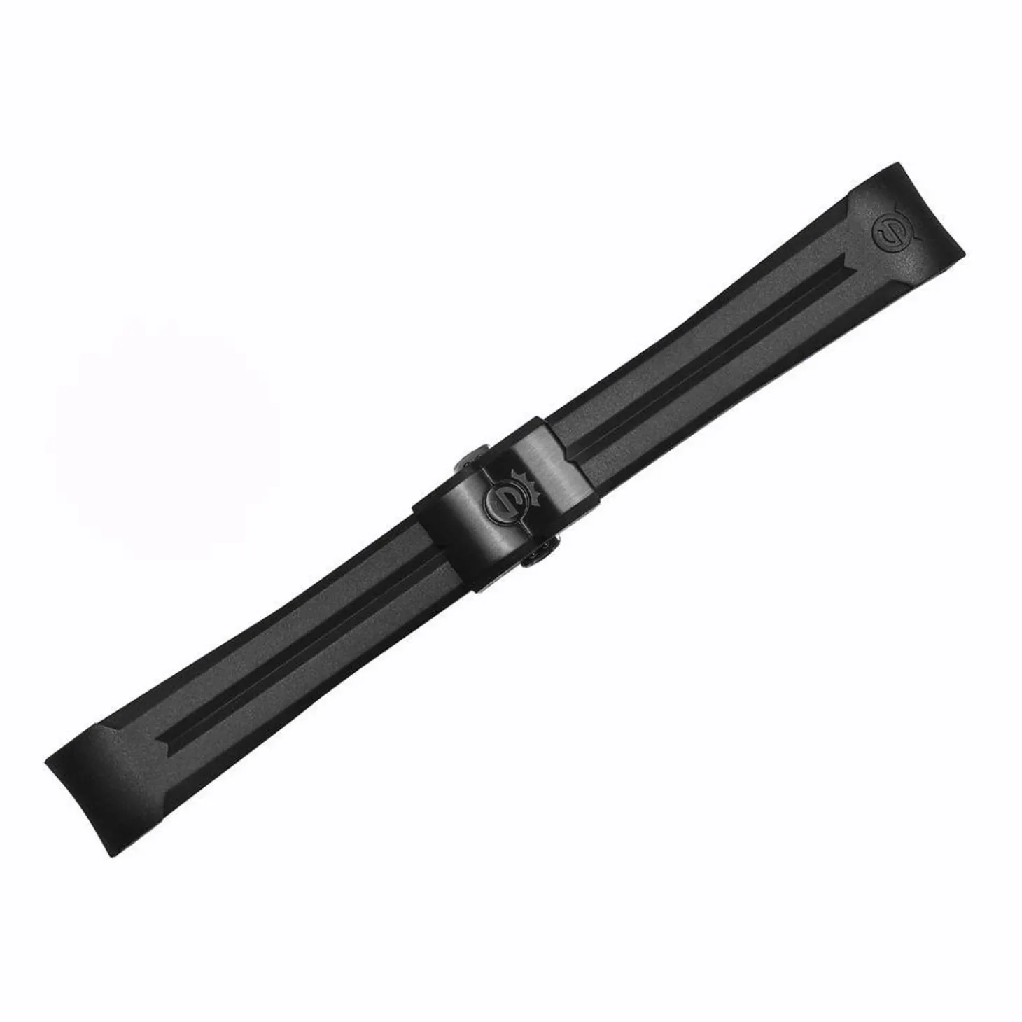 Steinhart Watches Rubber Strap New 22X18 Mm For Ocean 42 And Ocean 44 With Clasp Black Dlc